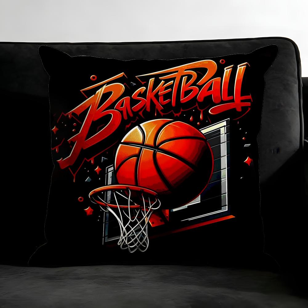Basketball Sport Cushion Cover Pillowcase Ultra Soft Skin Friendly Fabric Cloud Like Comfort & Concealed Zipper