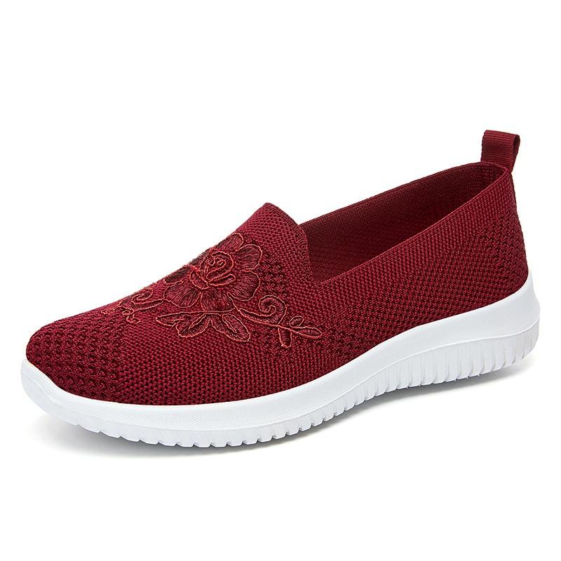 Nisex shoes autumn cloth shoes embroidered shoes shallow mouth one pedal breathable and comfortable