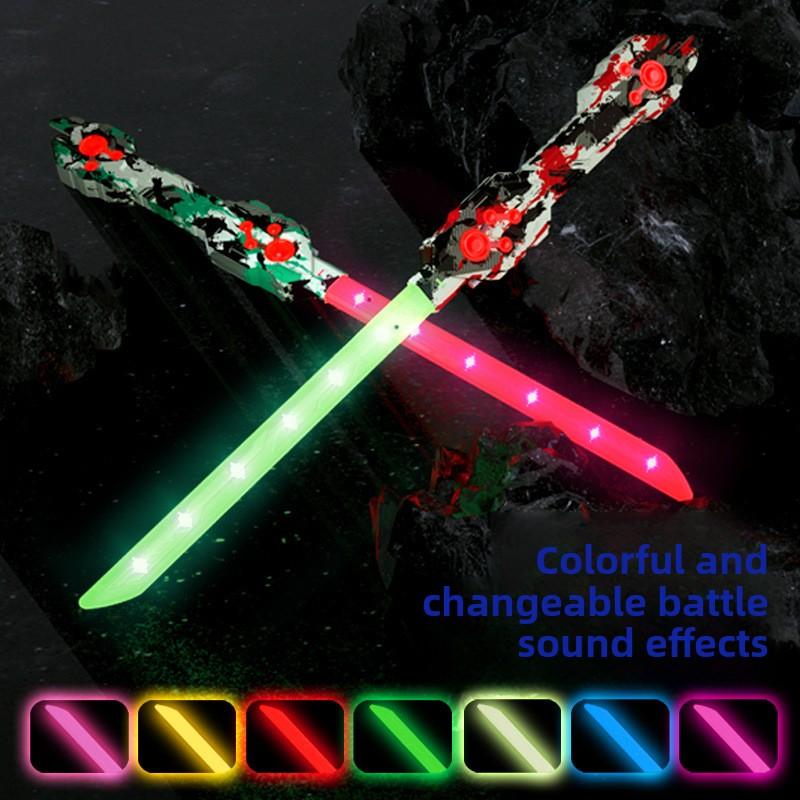 Ray Flame Double-Bladed Sword, Laser Sword, Two-Headed One-Weapon, Cool, Stretchable, Emitting Light Sword, Boy's Emitting Sword Toy