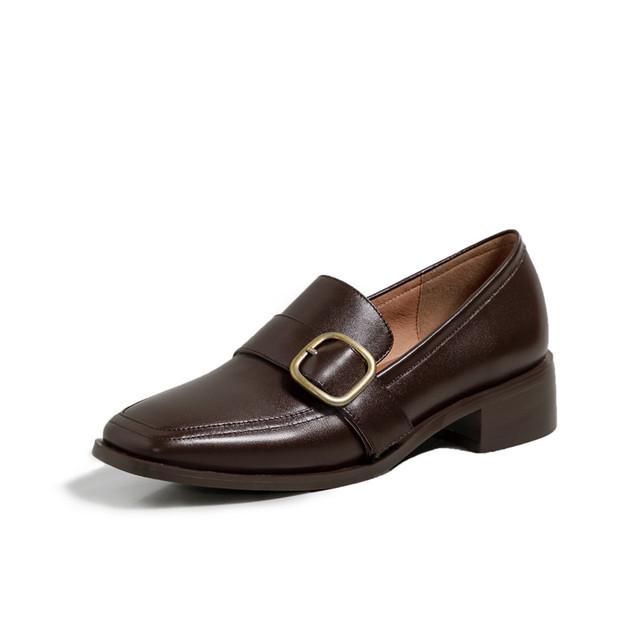 

Женская обувь, модные лоферы из натуральной кожи с пряжкой в ​​стиле ретро, ​​модные/осенние туфли без шнуровки на плоской подошве с квадратным носком, толстый каблук, ручная работа, размер 34-40 40 коричневый