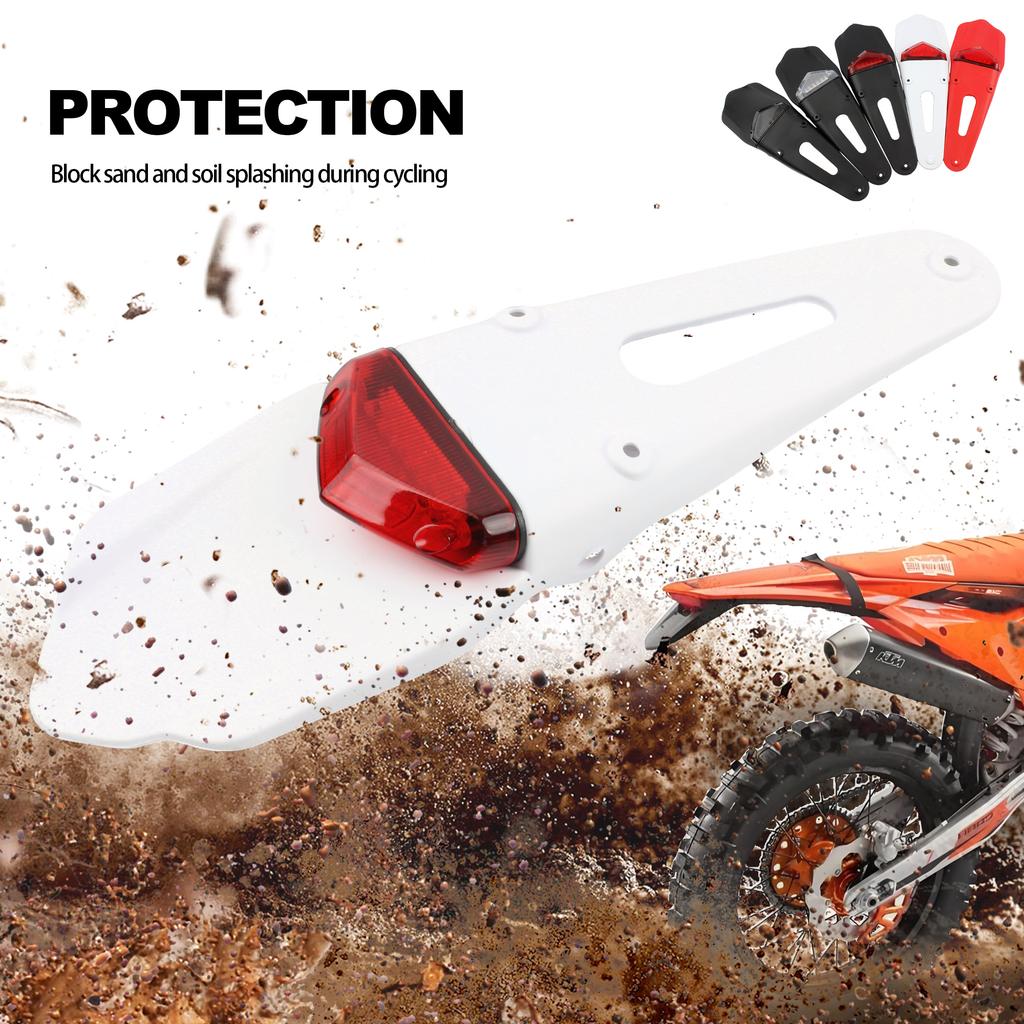 Universal Motorcycle LED Brake Tail Light License Plate Lamp Rear Fender For Motocross Dirt Bike Pit Bike Waterproof Accessories