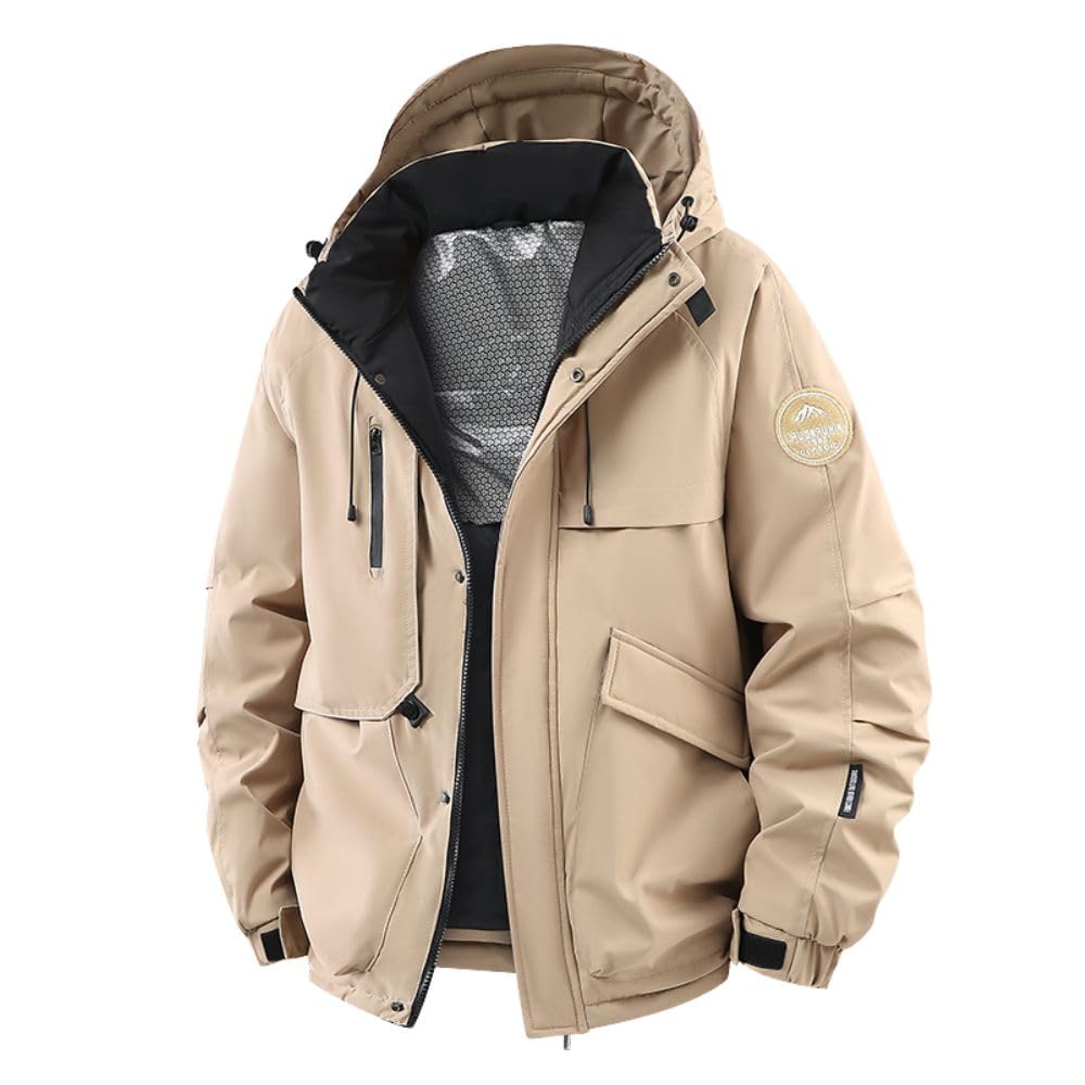 foxseon Down Padded Jacket with Cool Thick Warm Winter Thick Cotton Cold Perfect for or Men s Jacket, Hood, Jacket, Coat, Protection, Windproof, Warm,