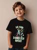 Europäische Größen Kinder Kurzarm-T-Shirt Schwarz Bedruckt Rundhalsausschnitt Oberteil, "Eat Danny-Go! Wiederholung!""" Design, Street Casual Stil, Lustige Muster, Bequem"""