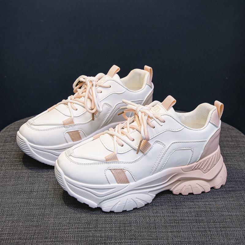 Spring and Autumn  Elegant and Comfortable Thick Soled Casual Women's Shoes Fashionable New Round Toe Sports Shoes