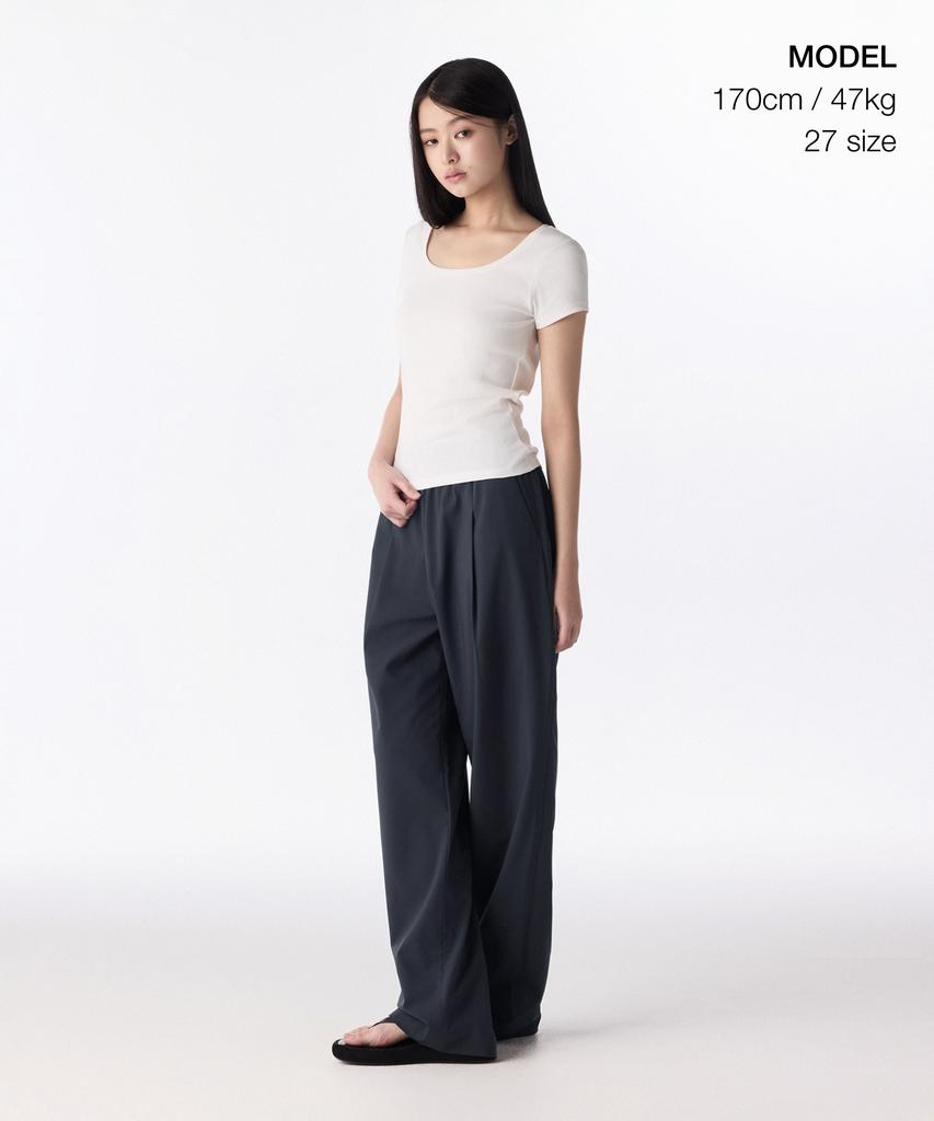 MUSINSA STANDARD WOMAN Cooltandard Women'S One-Tuck Wide Banding Slacks [Iron Gray]