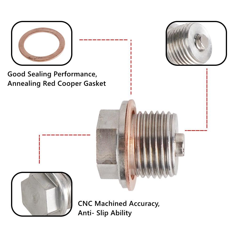 M12x1.25 M12x1.5 M12x1.75 M14x1.5 M16x1.5 M18x1.5 Stainless Steel Magnetic Oil Drain Plug Oil Drain Sump Nut Silver Auto Parts Oil Drain Plugs 3