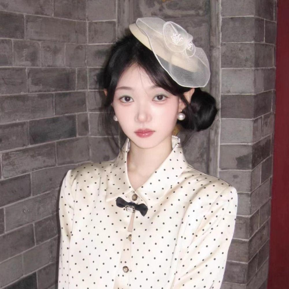 Beret Mesh Formal Hat Hairpin Flower Top Hat Hair Clip Fashion   Ladies/Girls