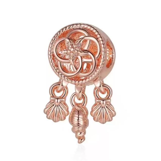 Подвеска из розового золота с цветком в виде листа и короны в виде сердца — фото 6