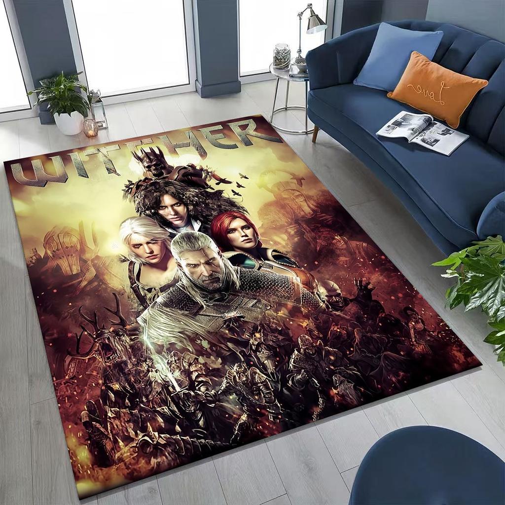 3D The W-Witcher Geralt Games Cartoon Rug for Bedroom Living Room Sofa Home Doormat Decor, Large Kid Play Non-slip Floor Mat