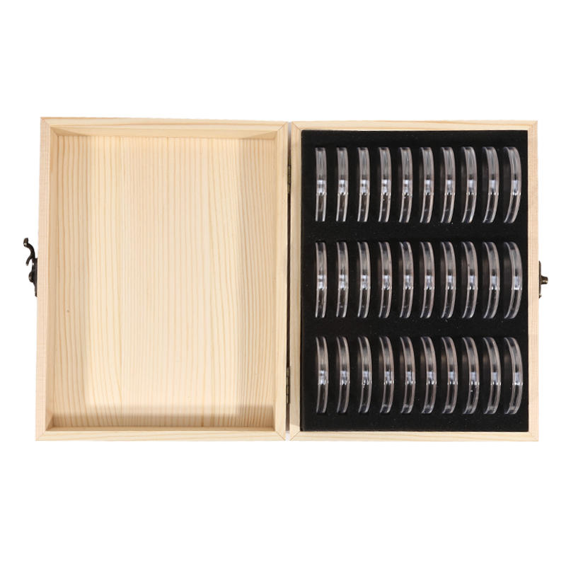 Münzaufbewahrungsbox mit Anpassungspad Verstellbare Holz-Gedenkmünz-Sammlerkassette Halter Kapseln 30 STÜCK Mit Box