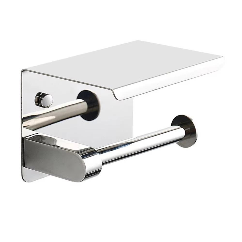 With Phone Holder Paper Towel Stand Wall Mounted Floating Paper Shelf Toilet Paper Holder  Bathroom