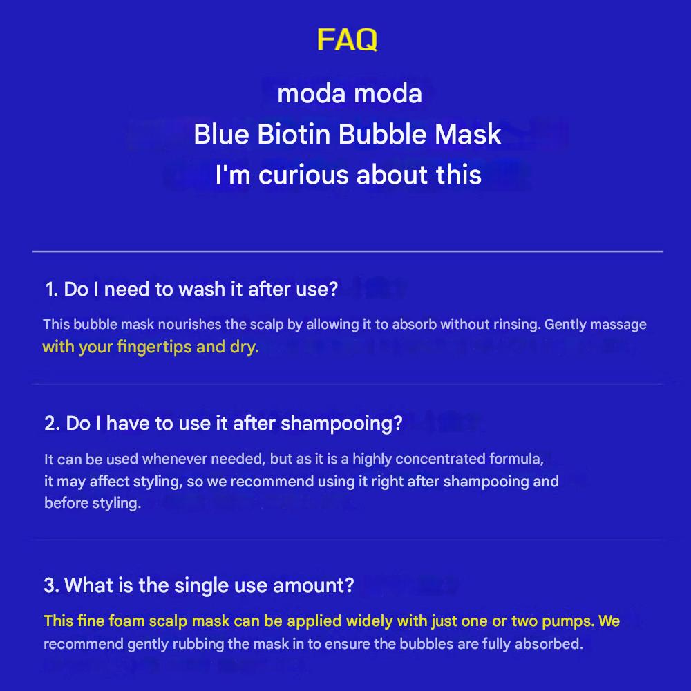 Modamoda Step03 Modrá biotinová maska na pokožku hlavy v pěně 50 ml