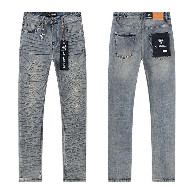 Valabasas Stil '' Retro Distressed Gewaschene Stretch Schlagjeans Herren Damen Streetwear Freizeit Hosen