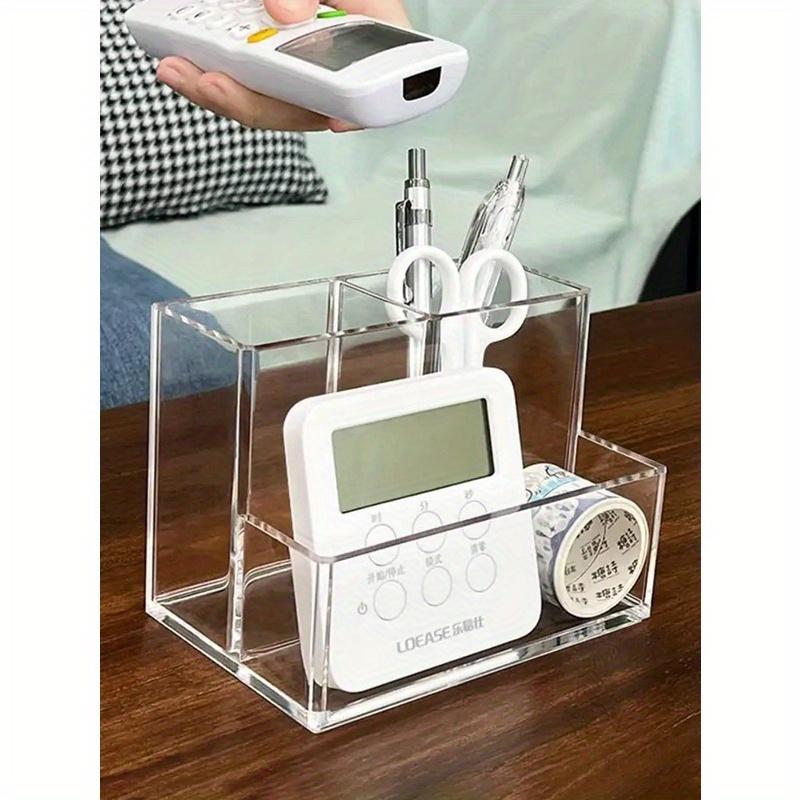 Clear Acrylic 3-Grid Pen Holder, Simple And Stylish Multifunctional Storage Box For Office And Student's Desk Back To School
