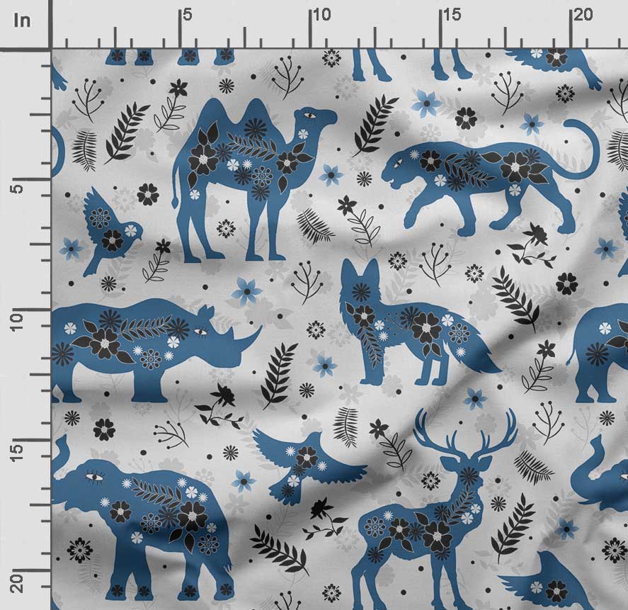 Soimoi Animals Print, Bavlna Cambric, Prošívací tkanina prodávaná The Yard 42 palců široká, bavlněná tkanina střední gramáže, Šicí potřeby,