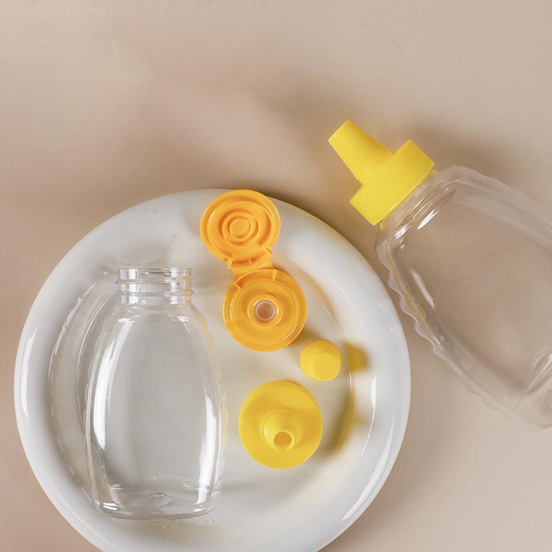 Transparent Reusable Plastic Honey Bottles Squeeze Honey Bottle Container Holder With Lid For Storing And Dispensing Honey Jar
