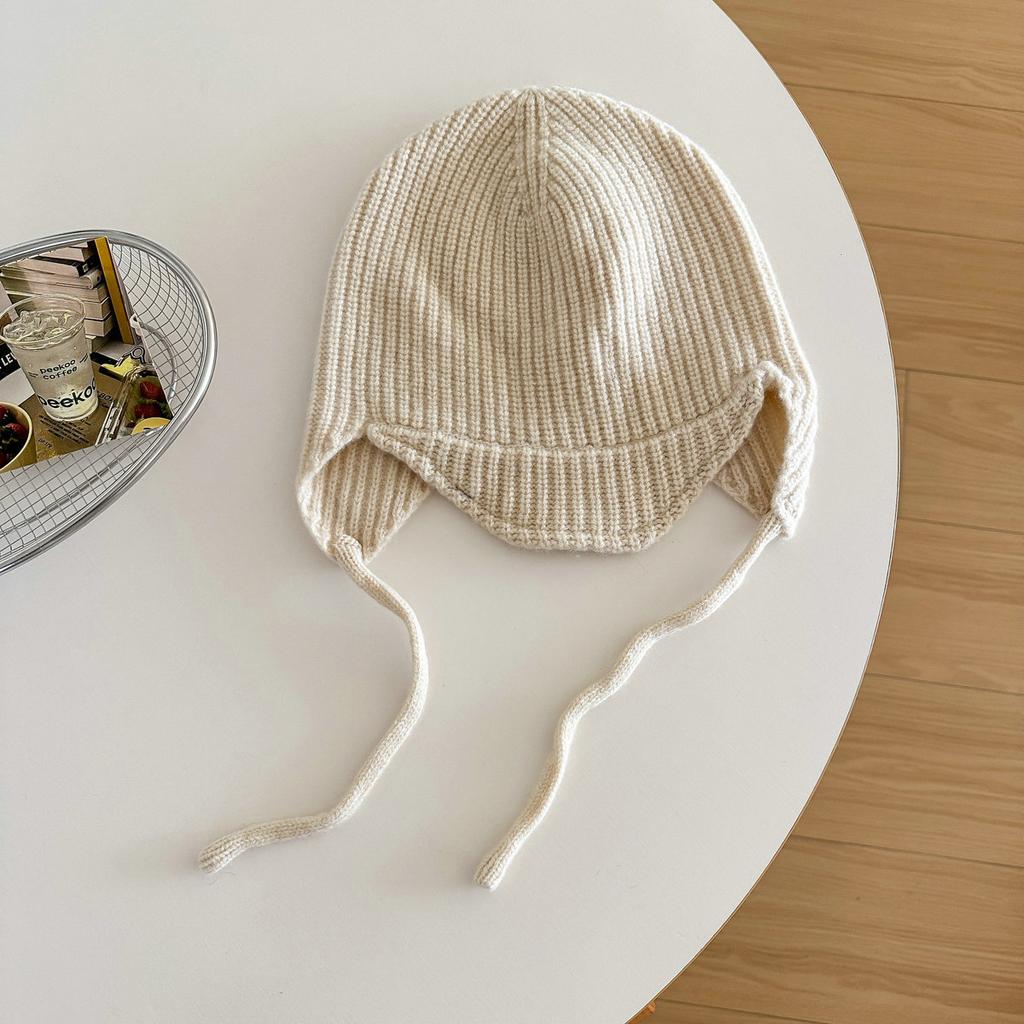 Balaclava Hat% WOOL Pure Wool Short Brim Ear Protector Knitted Hat Women's Autumn and Winter Wool Flight Hat