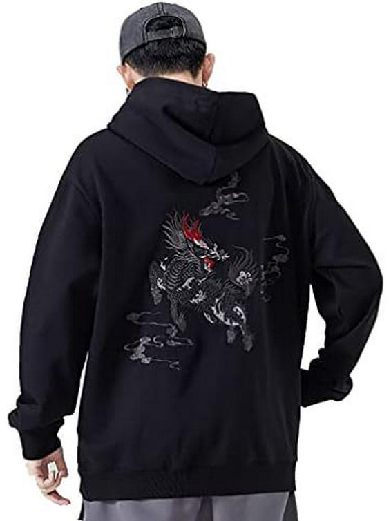 Niepce Streetwear Men's 3D Dragon Print Hoodie