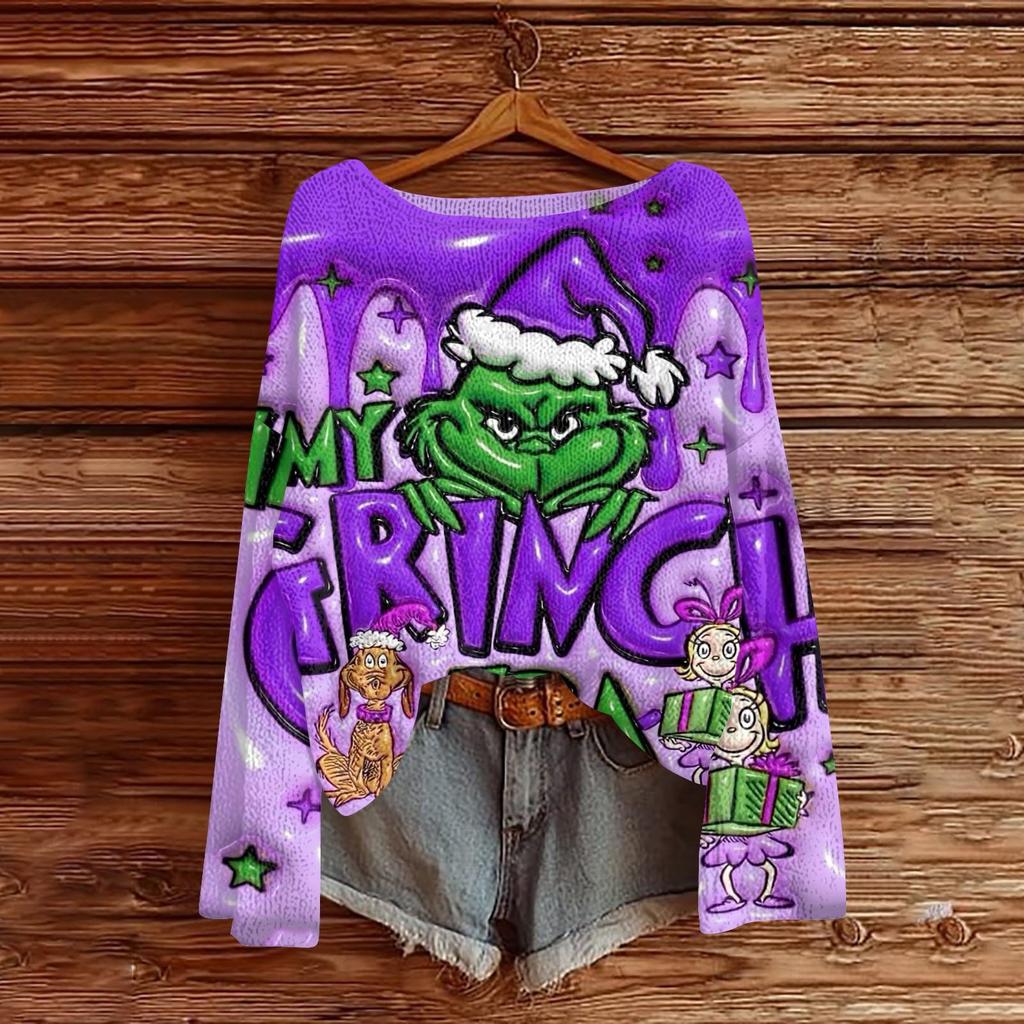 Christmas Sweatshirts For Women Knit Sweater Cute Shirt Fall Crewneck Pullover Tops