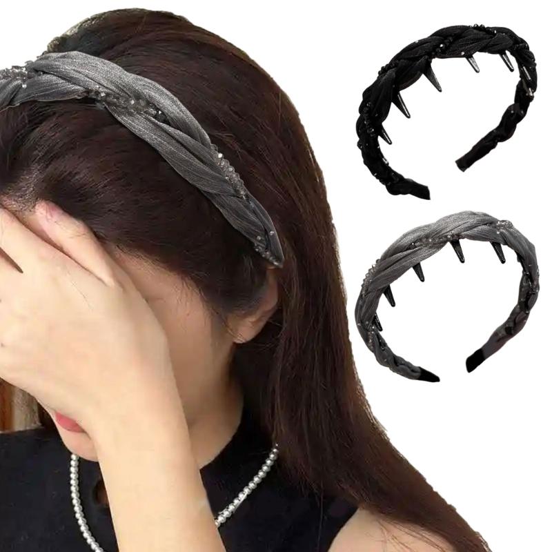 Rhinestoned Hairband For Women Toothcomb Design High Cranium Headdress Comfortable Hair Accessories Gift