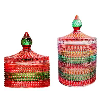 Multicolored Crystal Glass Jar Candy Storage Box Cotton Swabs Box Sealed Jar Living Room Household Items with Lid Storage Jar