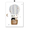 Boho Space Rocket Bear Panda Mouse Nursery Posters Cartoon Wall Art Print Canvas Painting Baby Kids Room Home Decoration Picture