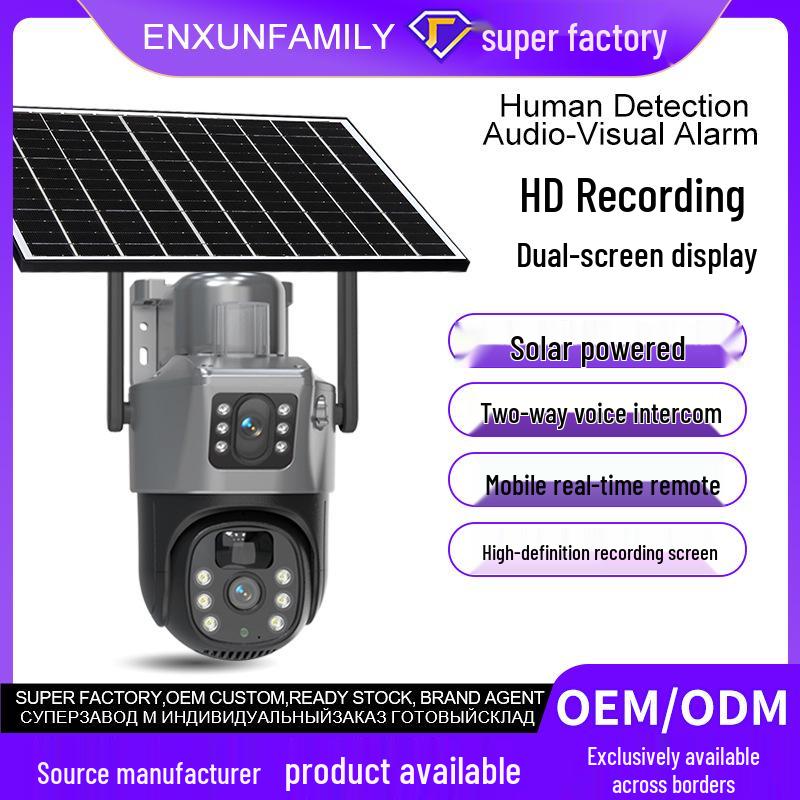 Solar-Powered 4G Outdoor Waterproof Dual Camera with HD Night Vision and Remote Monitoring