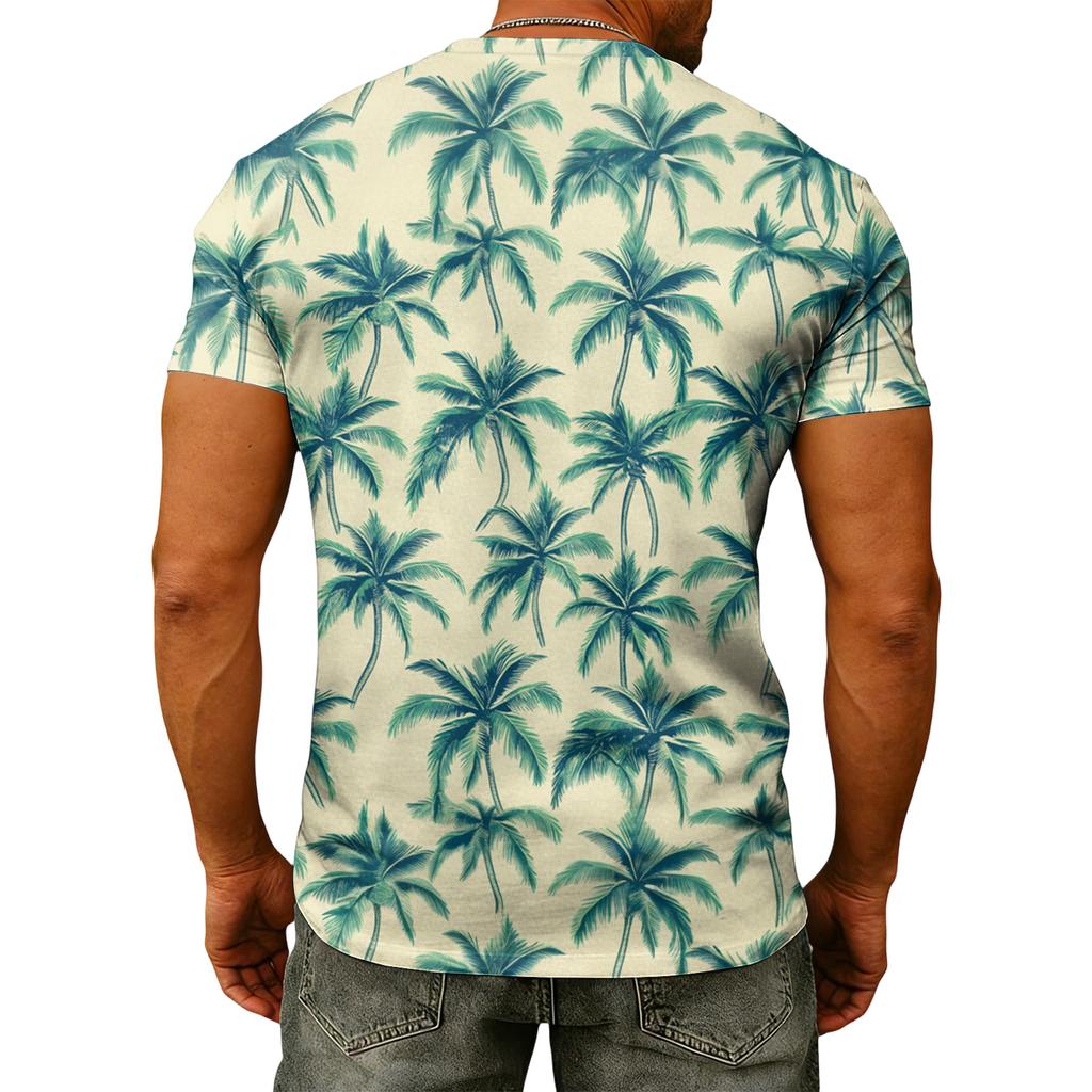 T-shirt da uomo alla moda con stampa, scollo a V, maniche corte