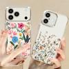 White Flower Pattern Case For iPhone 17 Pro Max iPhone 16 15 14 13 Pro Max 11 17e 16e Plating Lens Frame Clear Soft Silicone Back Cover