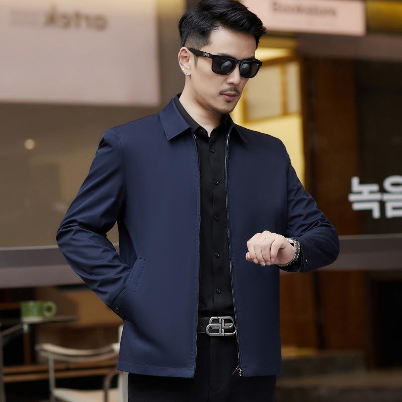 

Пиджак с лацканами для мужчин среднего возраста, весенне-осенняя тонкая универсальная повседневная деловая куртка для пап среднего и пожилого возраста 200