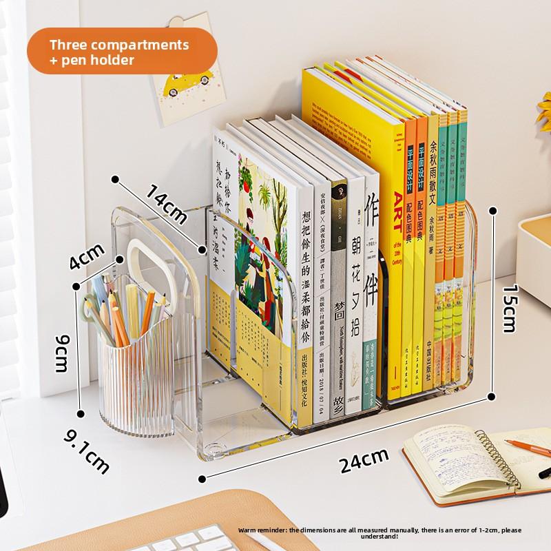 Desktop Storage Box, Bookshelf On Desk, Office Book Storage Rack, Student Study Table, Stationery Compartment, Pen Holder