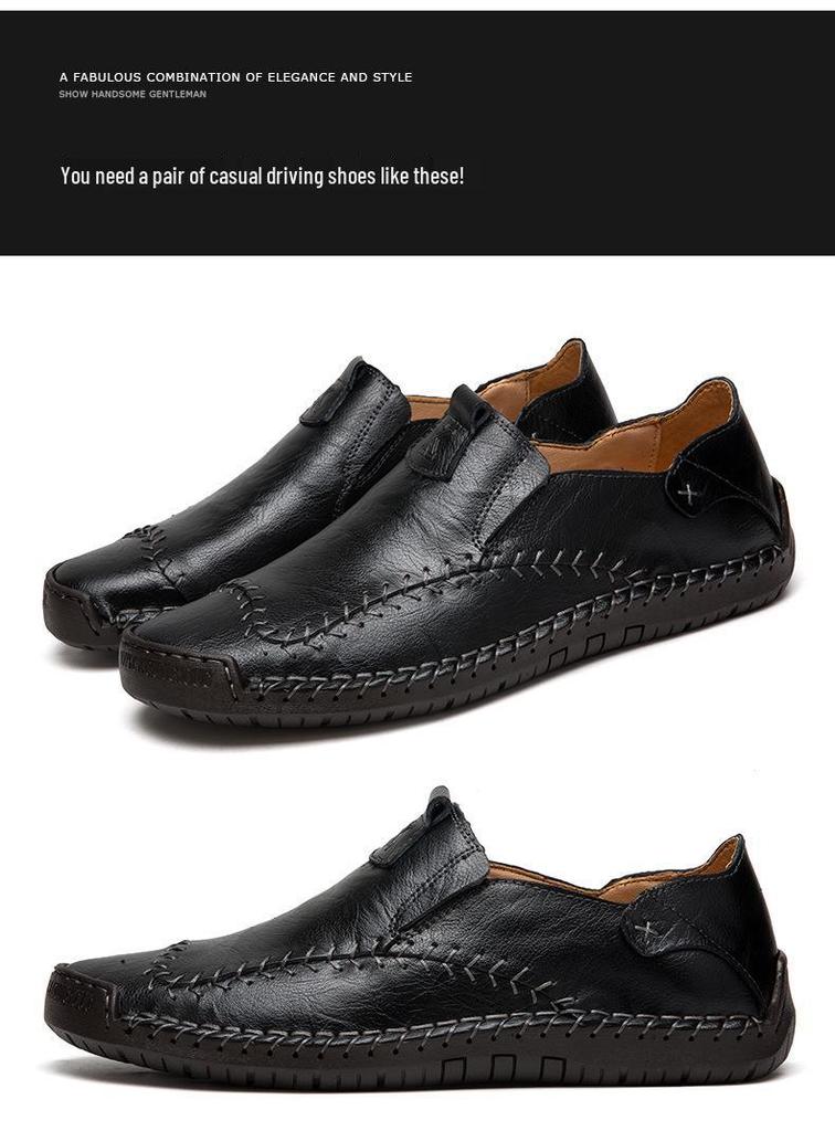 Spring 2020 Men's Large Size Leather Driving Moccasins - Retro Business Casual Shoes