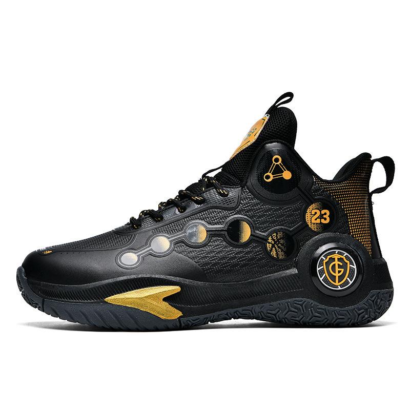 

2025 autumn sneakers high-top basketball shoes men s new outdoor foreign trade student sports actual combat middle and old children 45 чёрный