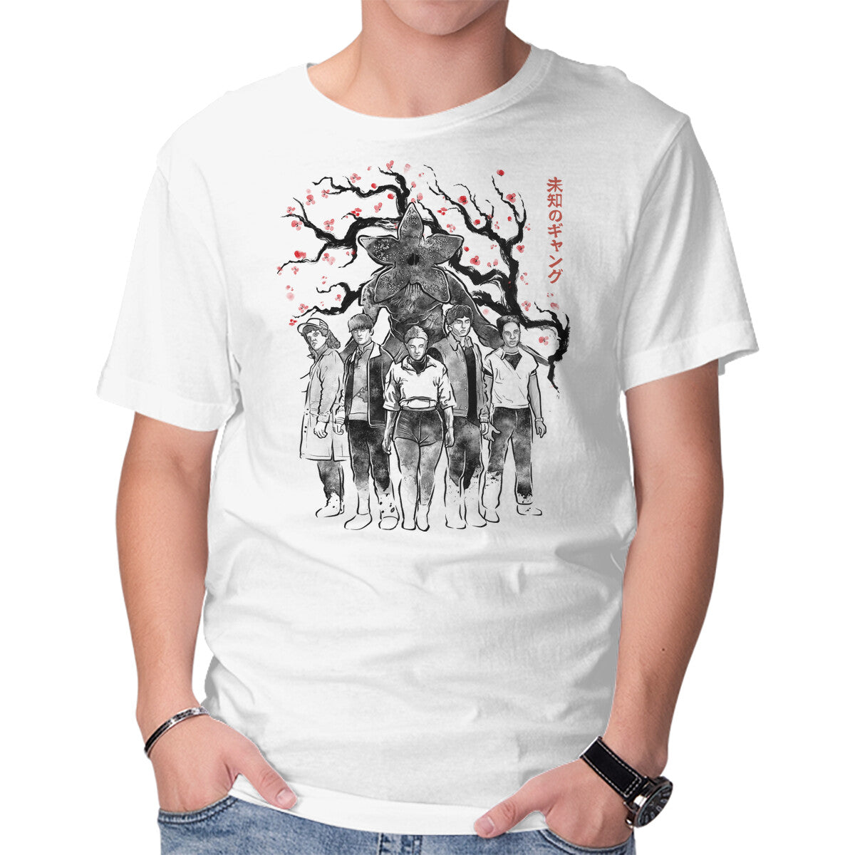 Unisex Crew Neck T-Shirt Hawkins Club Sumi-E Graphic Short Sleeve Casual Tee XXXXL
