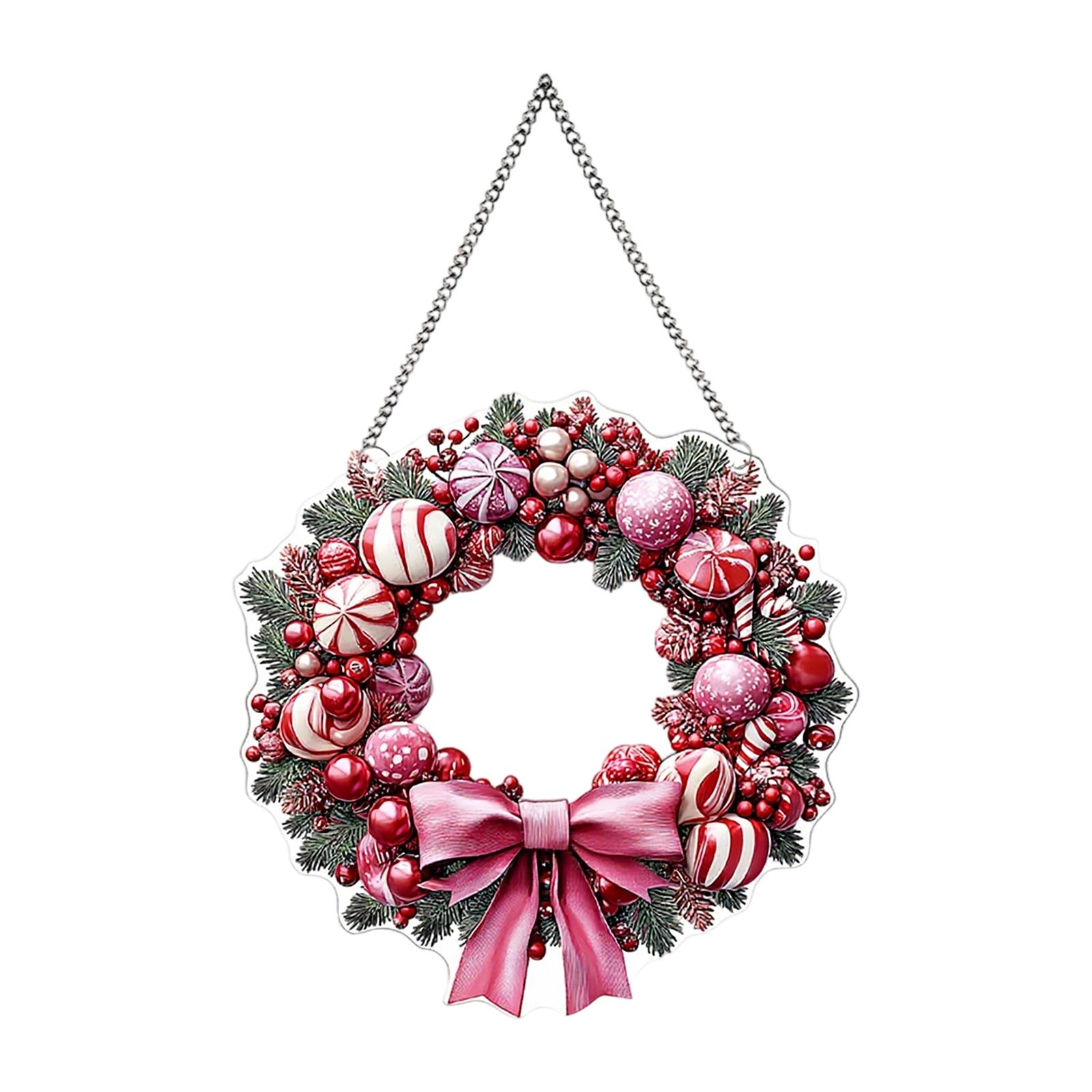 

Flower Wreath 2D Flat Acrylic Garden Door And Window Pendant, Holiday Decoration Prop One Size