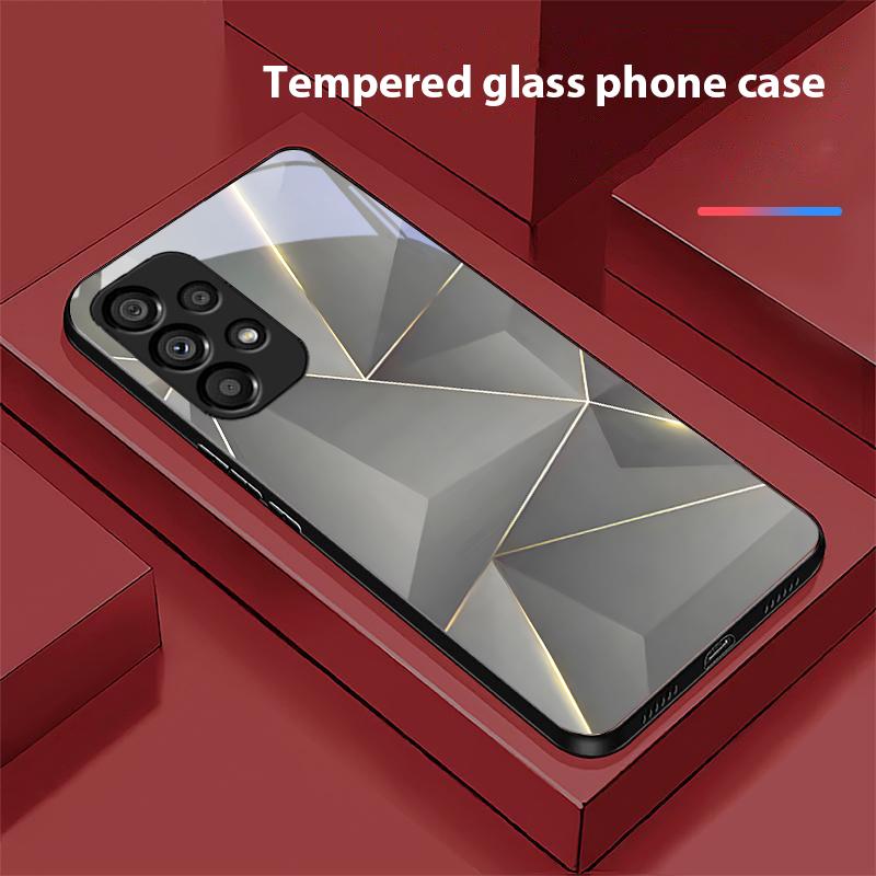 Preto Prisma Para Samsung Galaxy S10 20 Plus 21 FE 22 23 24 FE 25 Ultra Capa de Telefone de Vidro Temperado Preto Casca Rígida