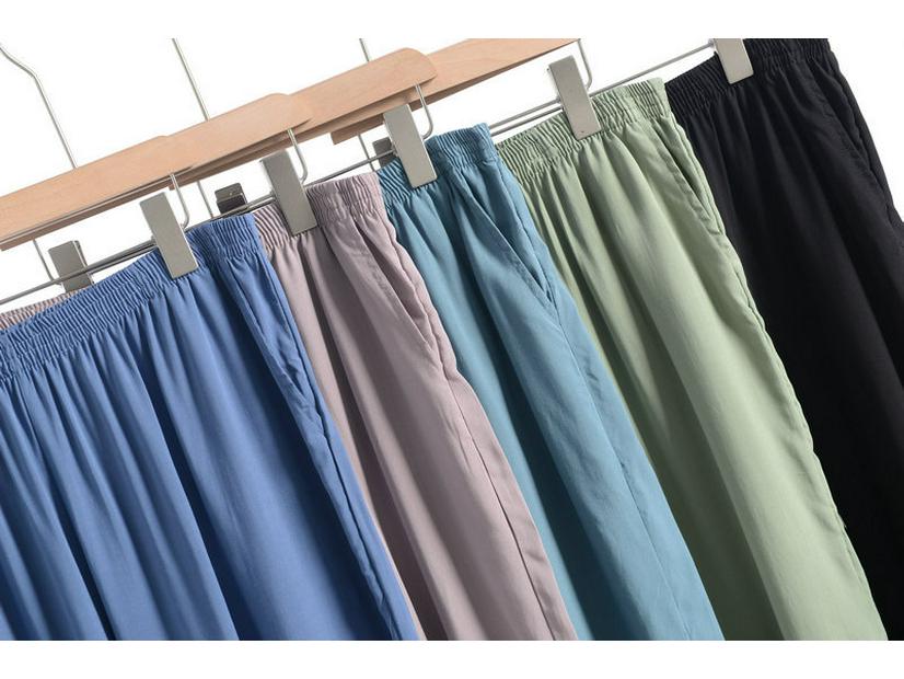 Men's Cotton Silk Elastic Waist Casual Pants - Lightweight, Anti-Mosquito for Middle-aged & Elderly