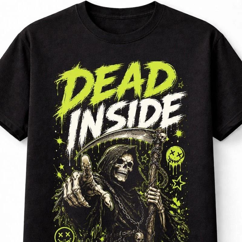 Dead Inside Grim Reaper Gothic Horror Graphic Unisex TShirt S
