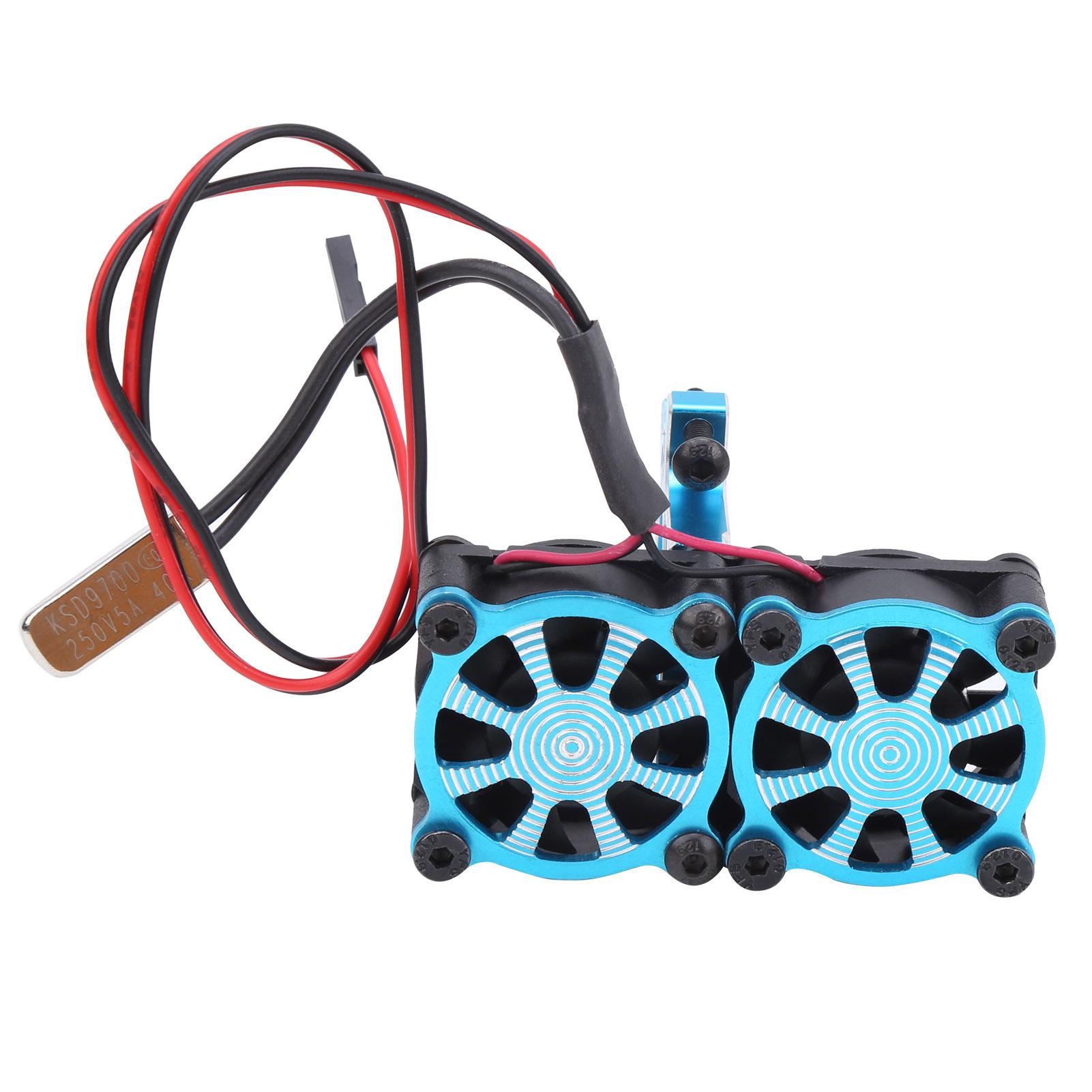 

Double Cooling Fan Adjustable Motor Radiator Upgrade Spare Parts for TRX4 110 RC CarBlue