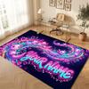 Neon Colorful Theme Soft Crystal Velvet Rug Custom Name & Text Print Non Slip Floor Rug for Bedroom Living Room