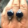Genuine Large Blue Sapphire Oval Silver Stud Earrings Sterling Silver Jewelry