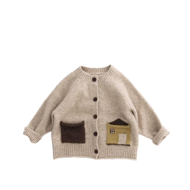 Tiny Queen Kids Wool Blend Cartoon Cardigan Cute Knit Top Boys Girls Winter