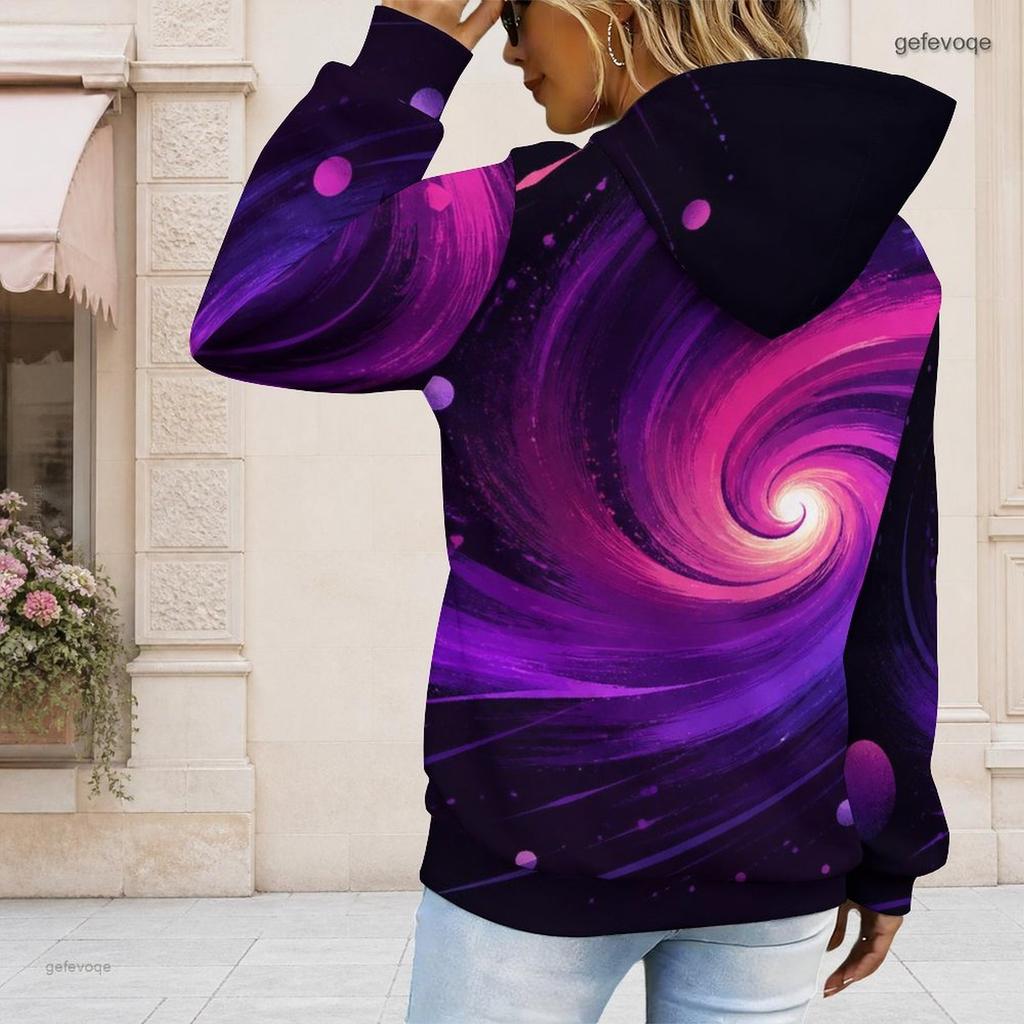 Ladies Plus Size Drawstring Hooded Sweatshirt Long Sleeve Loose Casual Leisure Outerwear For Daily Outfits