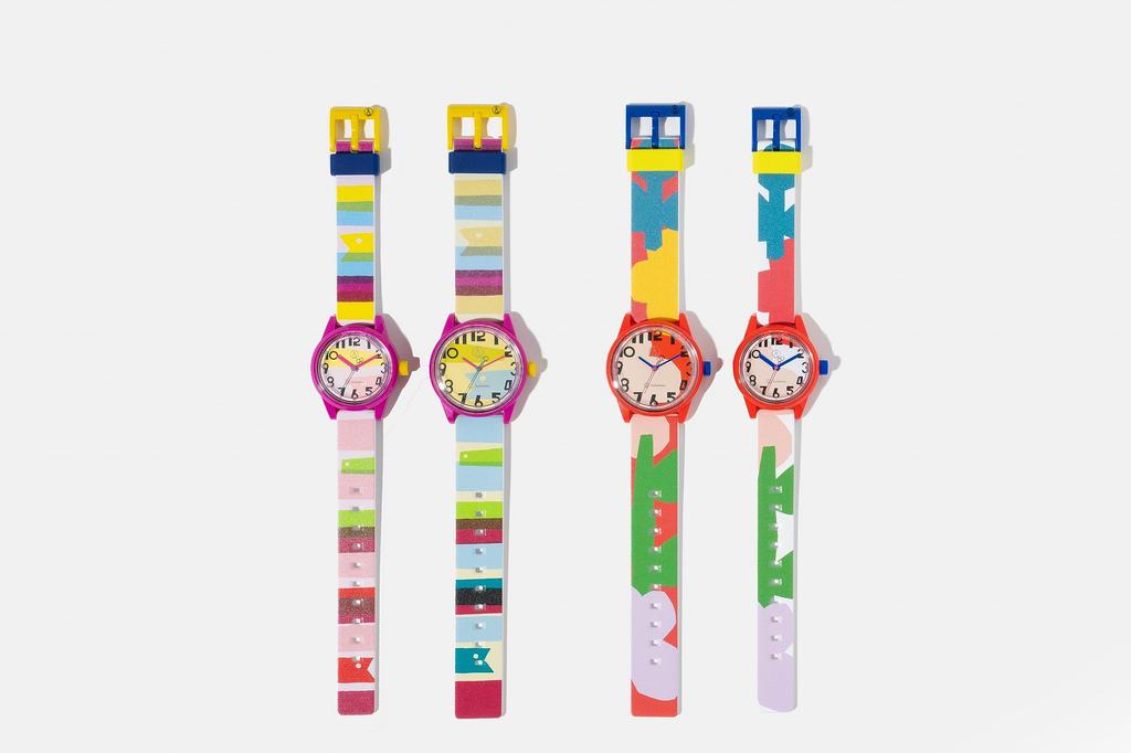 SmileSolar Smile Collaboration Model with Textile Designer Masaru Flower Road Urethane Pink X Q&Q (Q&Q Solar) Suzuki, Watch, Solar-Powered, Analog,