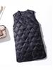2025 Women's Lightweight Down Vest, V-Neck, Medium-Length, White Duck Down, Perfect for Spring/Autumn Casual Wear