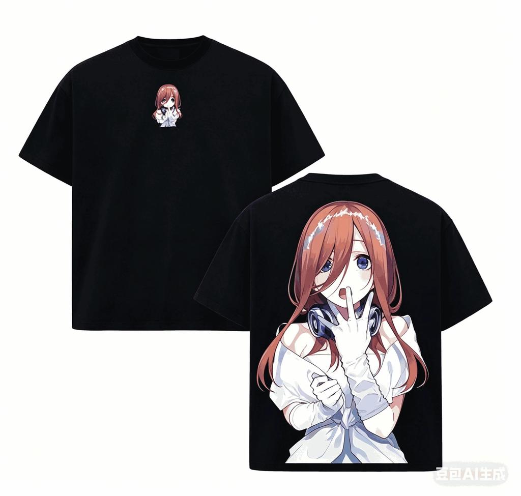 Stylish White "The Quintessential Quintuplets" Miku Casual Cotton Short-Sleeve T-Shirt