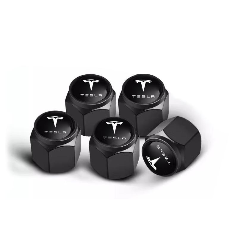 ALS1 5PCS Car Tire Valve Cover Aluminium Alloy Tire Wheel Stem Air Valve Cap For Tesla Model 3 Y S X 2021 Roadster Cybertruck Juguete