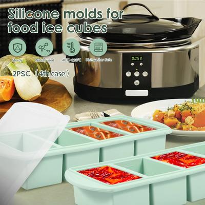 2 Pièces Bac Congélateur en Silicone avec Couvercle Moule à Glaçons Facile à Démouler Moule Contenant Congélateur Soupe avec Marquage de Capacité pour Sauce Purée