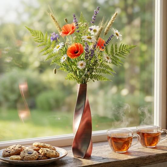 3D Printed Twisted Vase Silk-Like Minimalist Flower Arrangement Holder Nordic Style Decorative Flower Vase for Coffee Table Shelf Office Decor