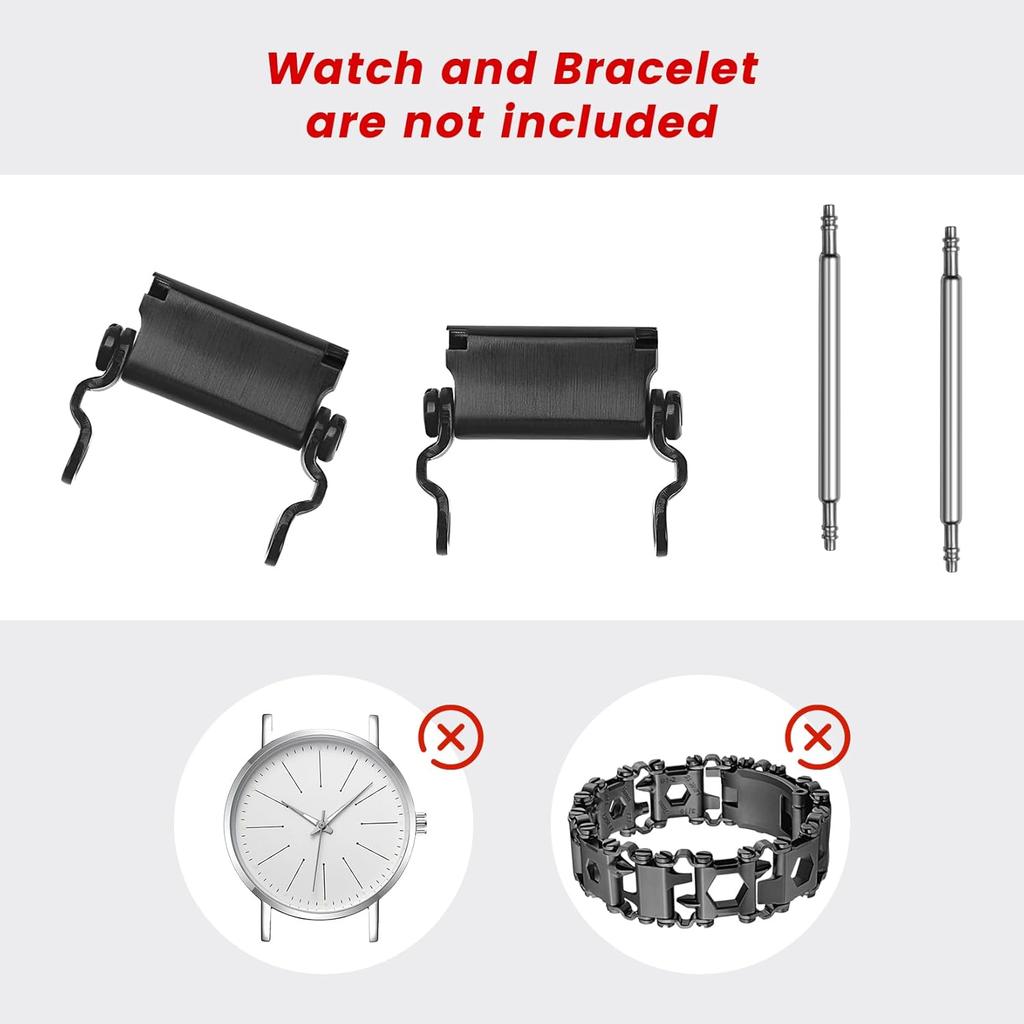 Watch Adapter Compatible with LEATHERMAN TREAD Multitool Bracelet Compatible with 22 mm Lug Width Watch, Made of Precision Machined Stainless Steel
